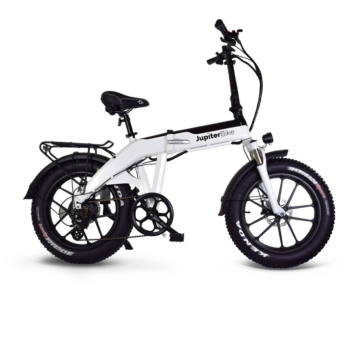 Defiant Pro Jupiter Bike white folding, fat tire ebike.