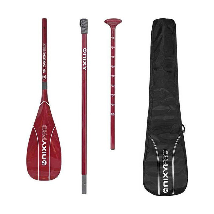 NIXY 3-Piece Adjustable 100% 3K Color Carbon Fiber Stand Up Paddle Board I SUP Pro Paddle - Current Riders