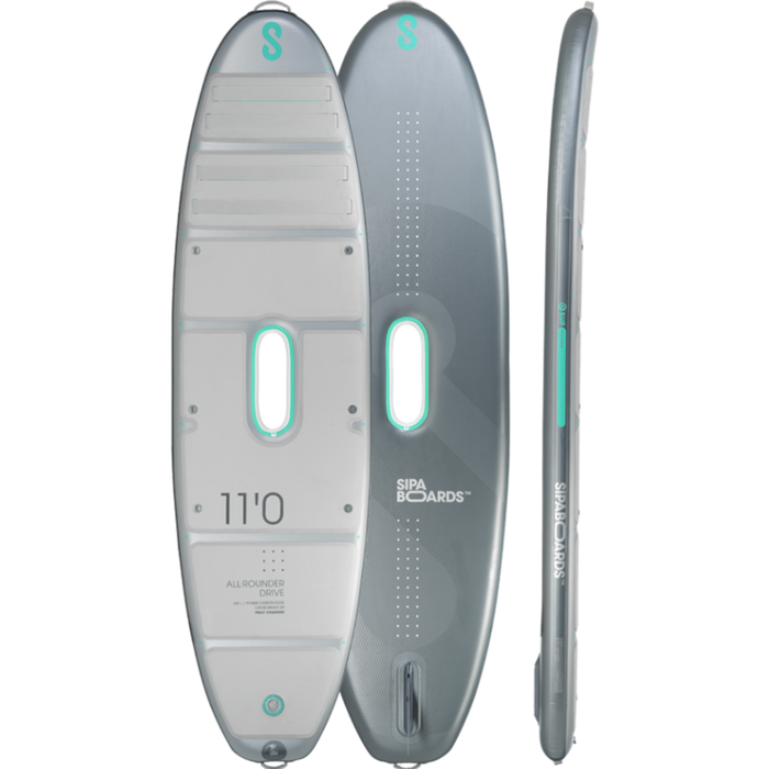 Product image of the SipaBoards Drive Allrounder Silver front, back and side view.