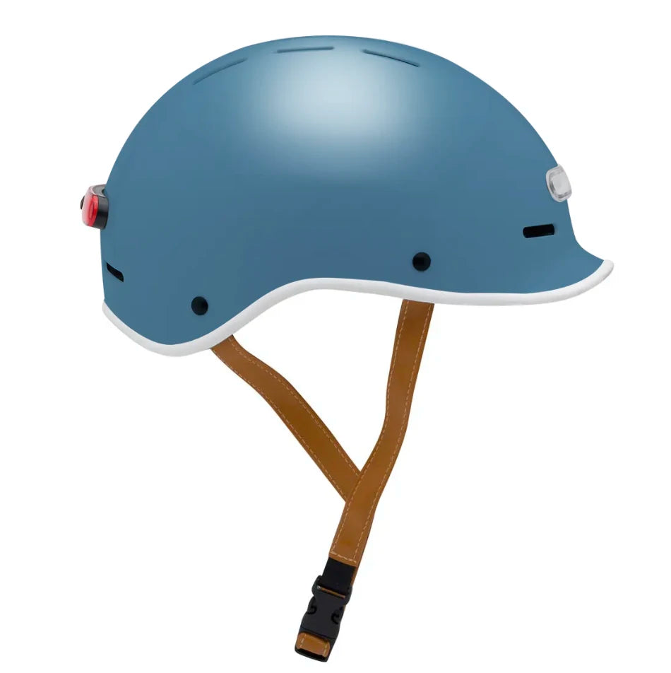 Electric helmet with front and rear lights.