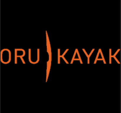 Oru Kayak company logo orange with black background.