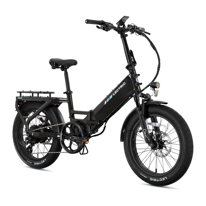 A Lectric XP4 750W Step-Thru electric bike at an angle on a white background.