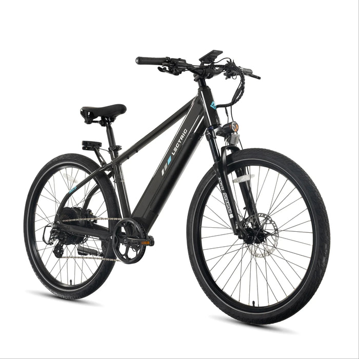 A Lectric XPress2 Step-Over in Tempest Grey electric bike at an angle on a white background.