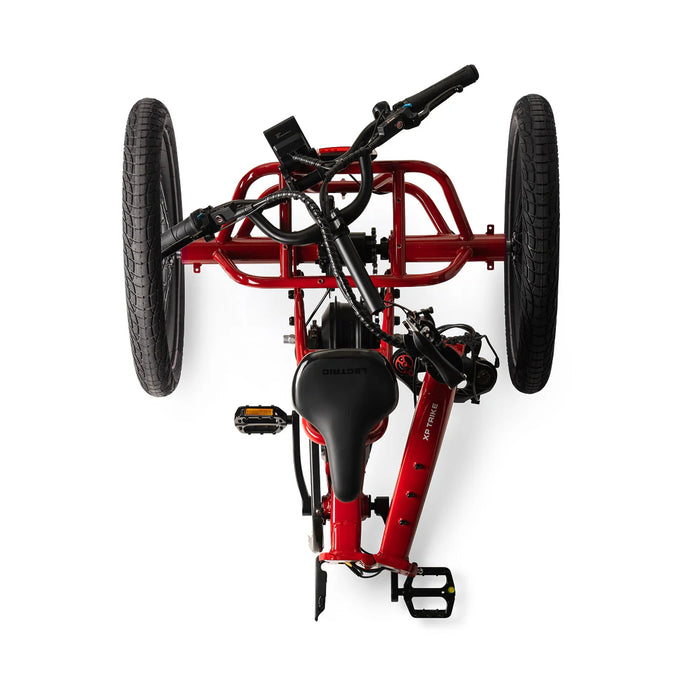Lectric Red Trike2 electric trike folded from above. 
