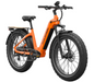 A Mokwheel Basalt 2.0 Step-Thru electric fat tire bike in Orange shown from a three-quarter rear angle against a solid white background. The brand name 'MOWWHEEL' is printed vertically on the frame.