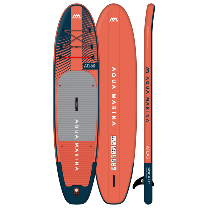 Aqua Marina Atlas SUP top, bottom, and side of board.