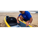 Guy checking Aqua Marina Tomahawk Air-K 440 Inflatable Kayak on beach.