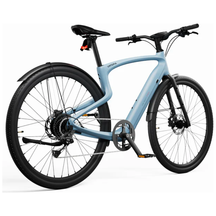 Blu Urtopia Carbon 1 eBike right side view with rear tire closest to camera.