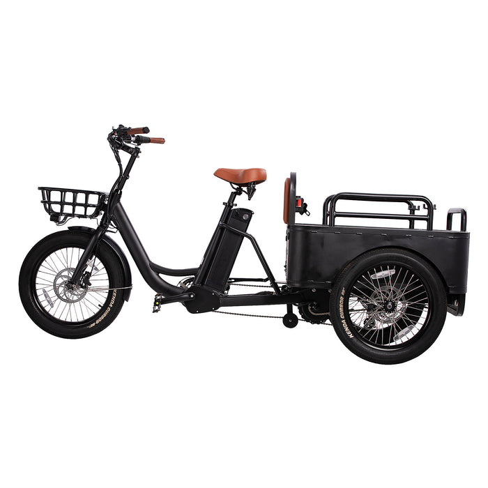 Oh Wow Cycles Conductor+ Plus Rickshaw Electric Trike in Matte Black color.