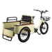 Oh Wow Cycles Conductor+ electric cargo trike with folded down tailgate in classic almond color. 