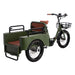 Oh Wow Cycles Conductor Plus Electric Cargo Trike fold down tailgate in Army Green. 