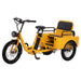 Side view of the Oh Wow Cycles Conductor+ Plus Rickshaw Electric Trike in School Bus Yellow color.