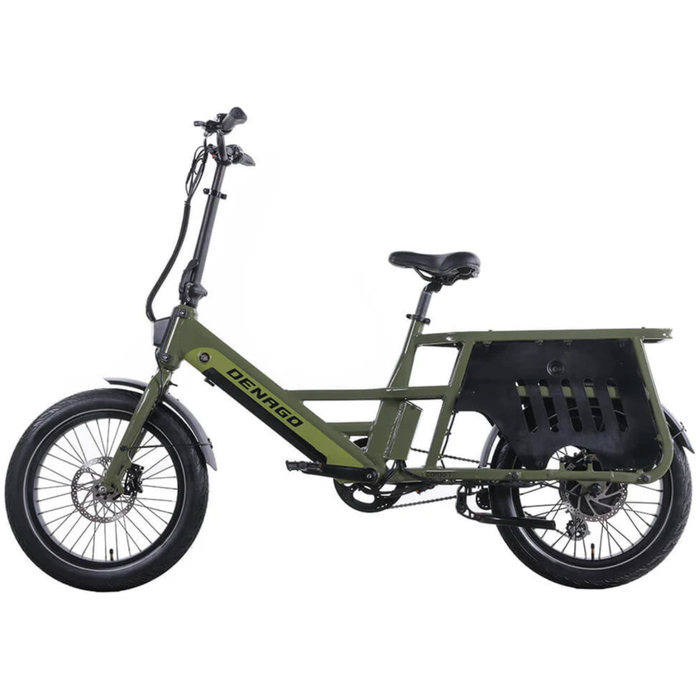 Denago Electric Bike Cargo in green and gray.