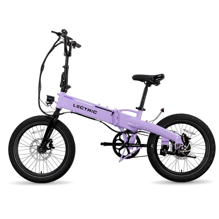 Parked Lavender Haze Lectric XP LIte 2.0 electric bike.