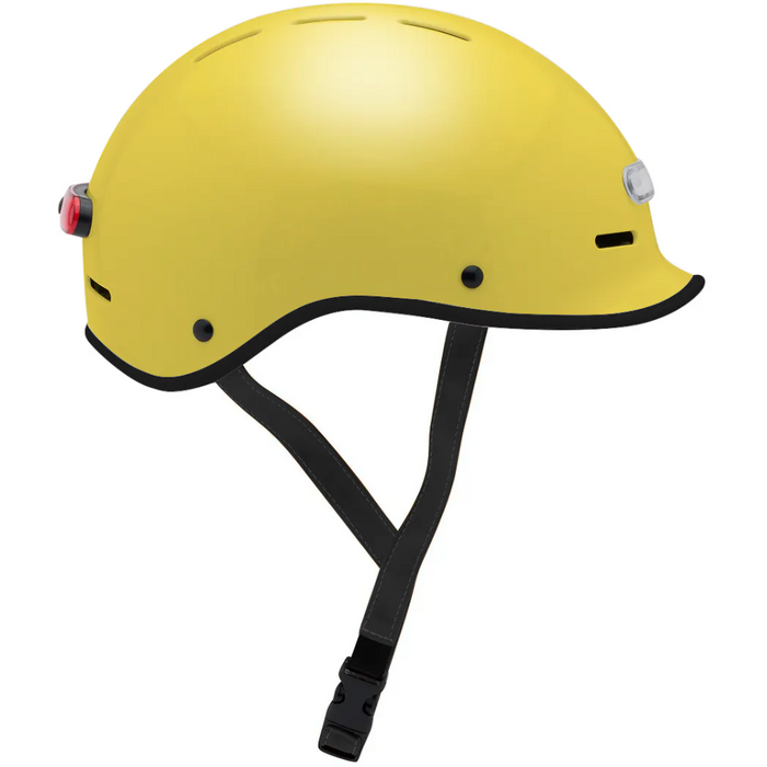 Electric Bike Co. Custom E-Helmet in Tweety Yellow with black trim and strap.