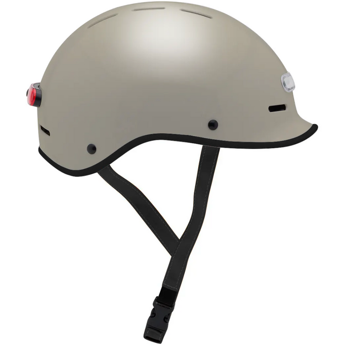 Electric Bike Co. Custom E-Helmet in Sunset Gray with black trim and strap.