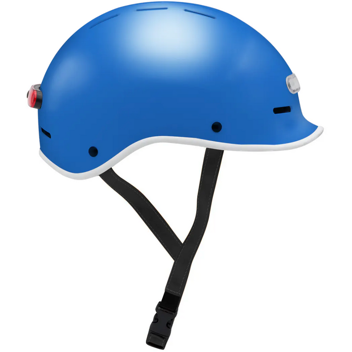 Electric Bike Co. Custom E-Helmet in Niagara Blue with white trim and black strap.