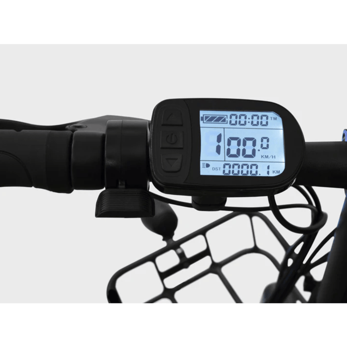 ENVO Lynx Folding eBike's LCD display on the left handlebar.