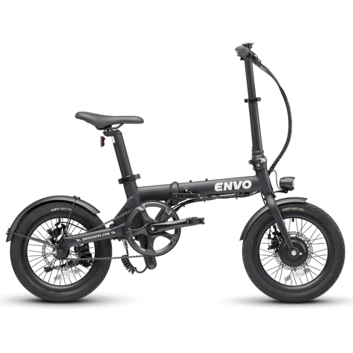 Black ENVO Lynx Foldable Electric Bike's right hand side with no front or rear baskets.