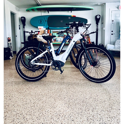 Himiway A7 ebikes inside Current Riders store, in Fort Myers Beach.
