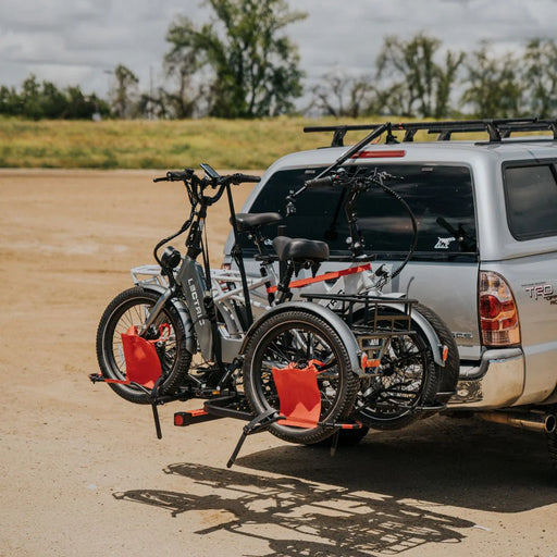 Lectric XP eTrike on Hollywood Racks Sports Rider E-Bike Rack with Trike Adapter Kit. 