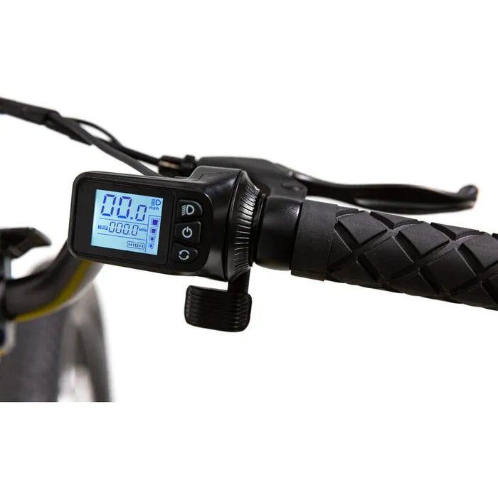 Close up image of the display on a right handlebar of JackRabbit XG.