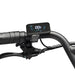 Digital display on a JackRabbit MG Renegade electric bicycle handlebar with control buttons.