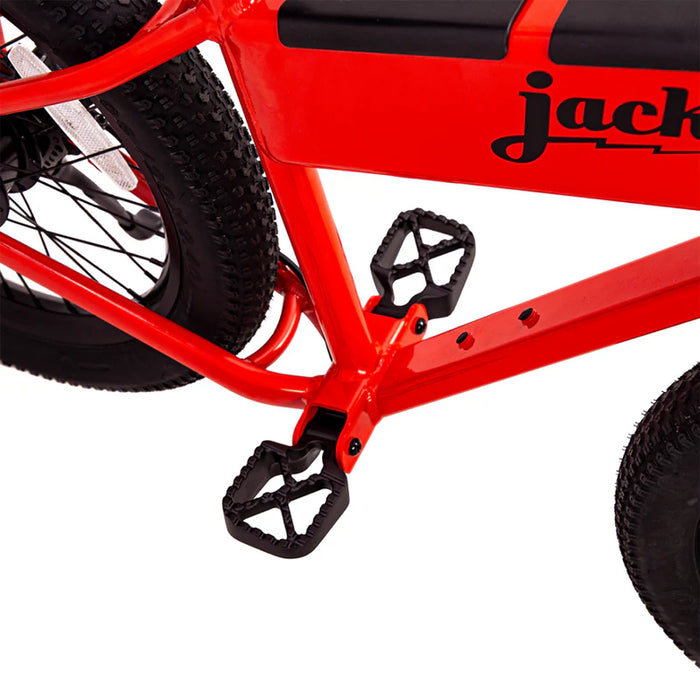 JackRabbit Extra Large Metal Footpegs on a red XG.