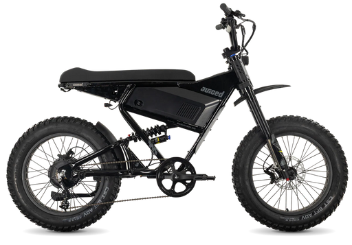 Juiced Scrambler Black Full Suspension eBike with a white background. 