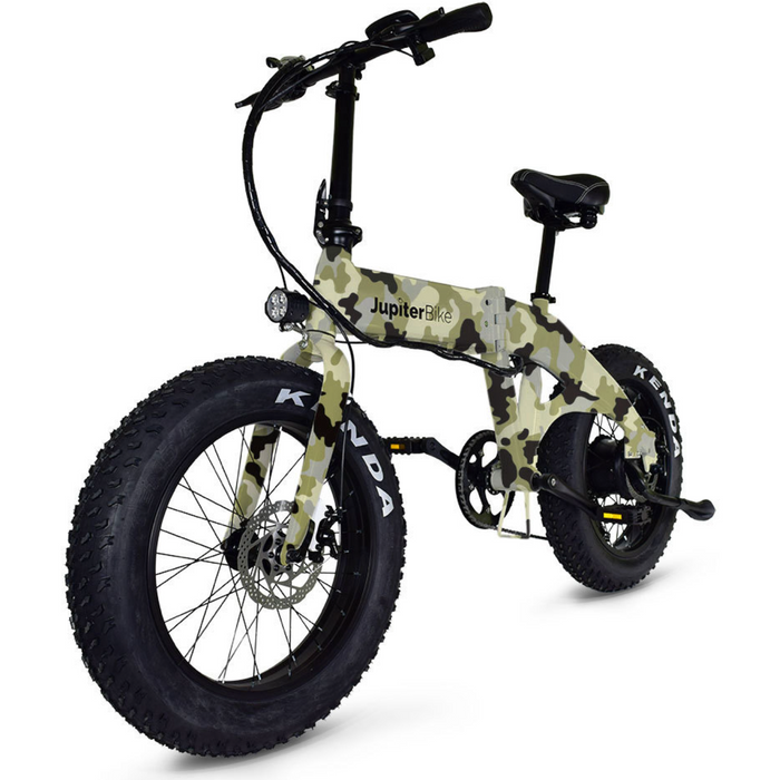 Jupiter Bike Defiant fat tire camouflage folding electric bike. 