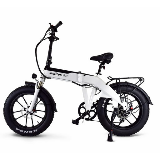 Jupiter Bike Defiant Pro white fat tire folding electric bike. 