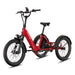 Lectric XP Trike2 750 Phoenix Red eTrike parked at an angle. 