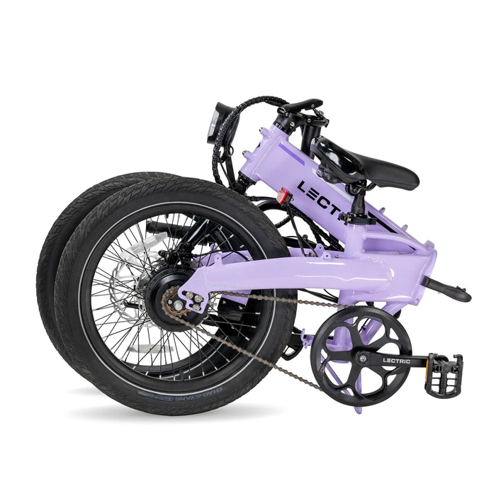 Folded Lavender Haze Lectric XP LIte 2.0 electric bike.