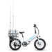 Lectric white XP 3.0 with Lectric eBike Fishing Rod Holder and Hard Cooler on bike.