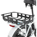 Black bicycle basket attached to a white Lectric XP 3.0 electric bike with a white background