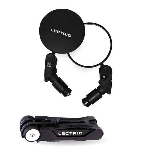 Product image of the Lectric Ready Package which includes mirrors and a bike lock.