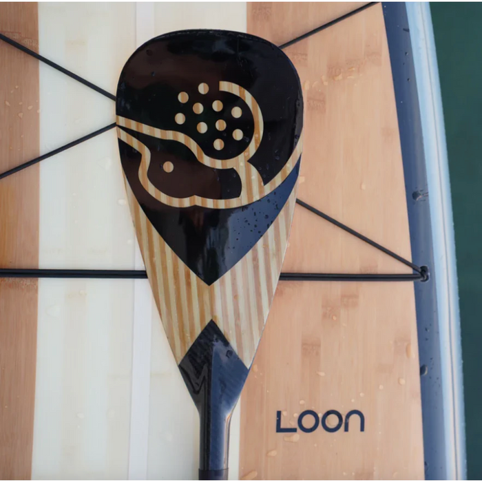 Loon Paddle Company Carbon & Bamboo Superbird Paddle Straight On Top Of Board