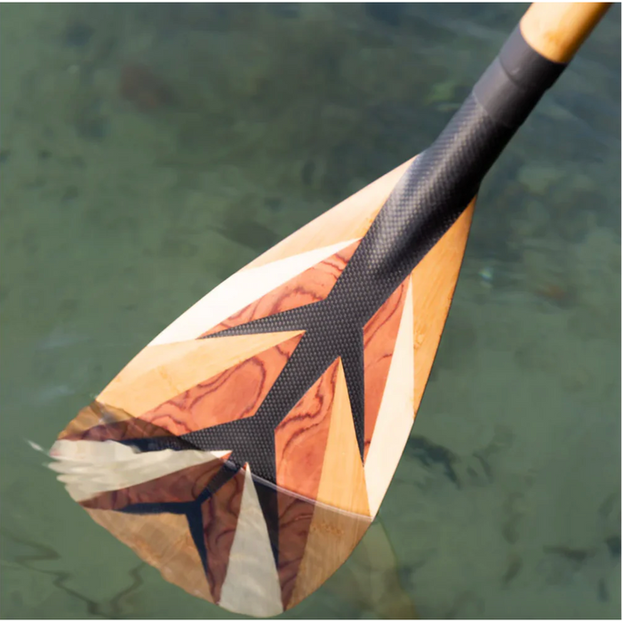 Loon Paddle Company Carbon & Bamboo Feather Paddle In Use In Water