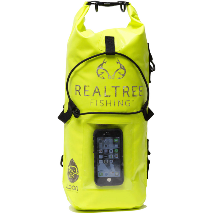 Product image of the 15L dry bag that comes with the Loon Paddle Company REALTREE Fishing Hi-Viz Feather Light Inflatable Stand Up Paddle Board.