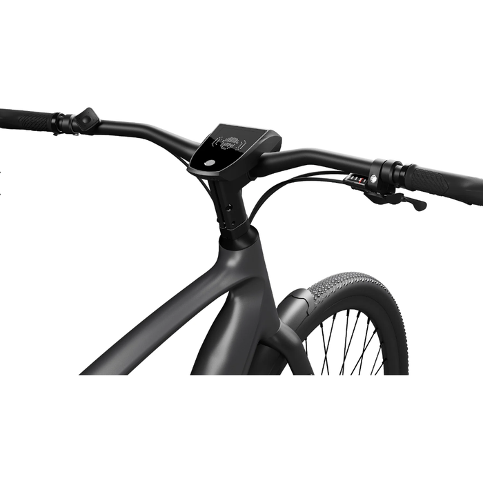 Matte black Urtopia Carbon 1's handlebars and display.