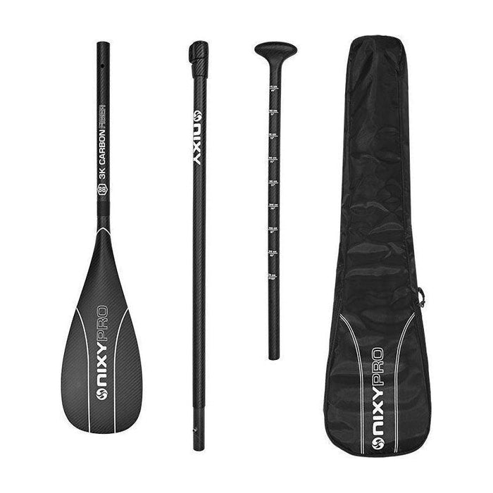 NIXY 100% 3K Carbon Fiber Adjustable Stand Up Paddle Board I SUP Pro Paddle 3-Piece - Current Riders