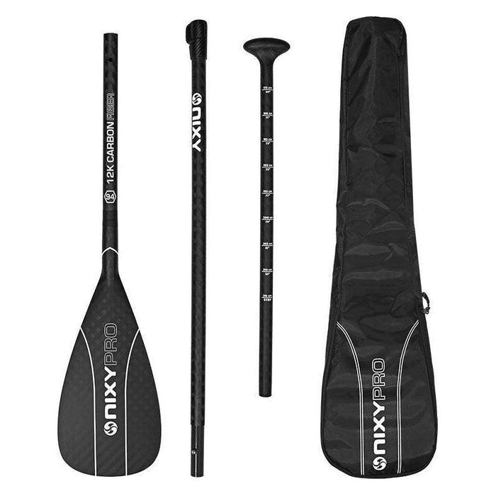 NIXY 100% 3K Carbon Fiber Adjustable Stand Up Paddle Board I SUP Pro Paddle 3-Piece - Current Riders