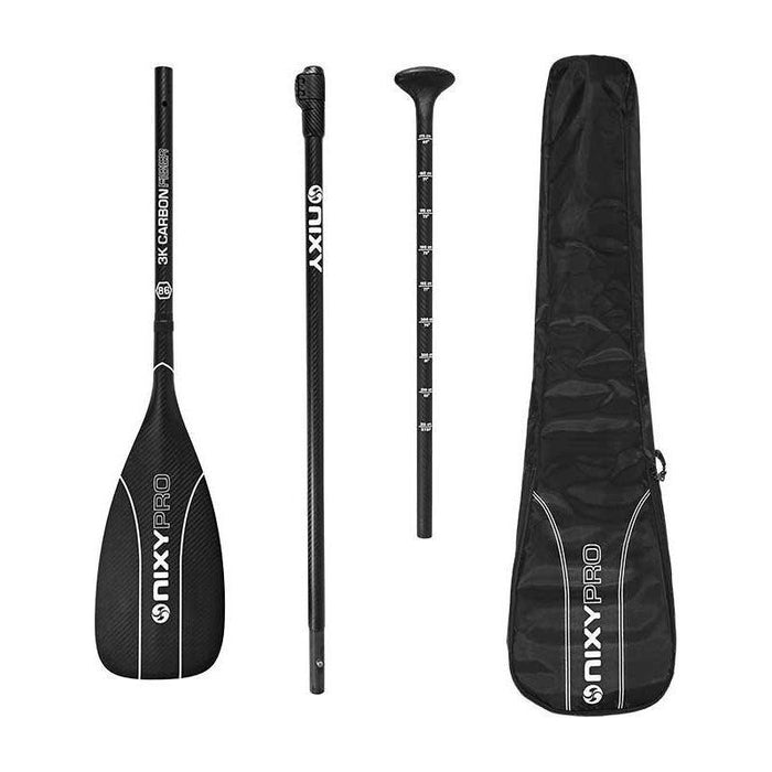 NIXY 100% 3K Carbon Fiber Adjustable Stand Up Paddle Board I SUP Pro Paddle 3-Piece - Current Riders