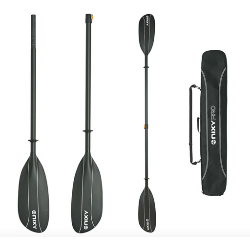 NIXY 100% Carbon Fiber Kayak Pro Paddle Product Image Of Paddles Apart Assembled And Carry Case