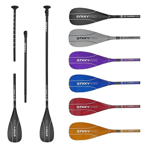 NIXY 3-Piece Adjustable 100% 3K Color Carbon Fiber Stand Up Paddle Board I SUP Pro Paddle - Current Riders