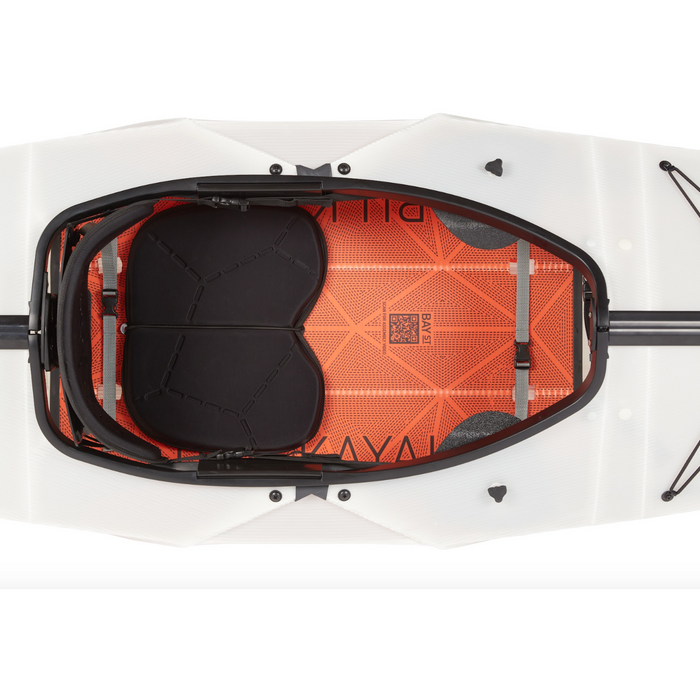 Top down view into a white Oru Kayak Bay ST Kayak.