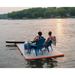 Two guys on ParadisePad 6' x 13' Inflatable Floating Mat.