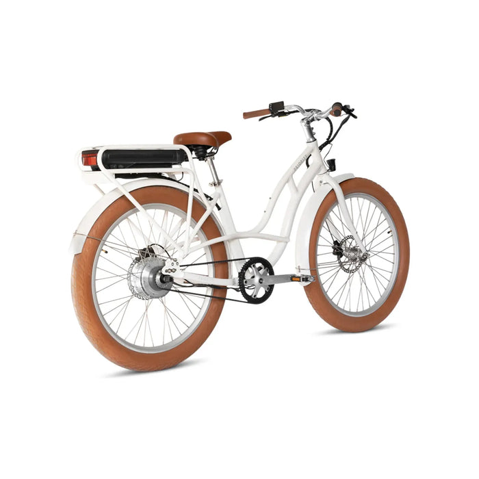 Priority Bicycles Gloss White E-Coast step-over electric bike. 