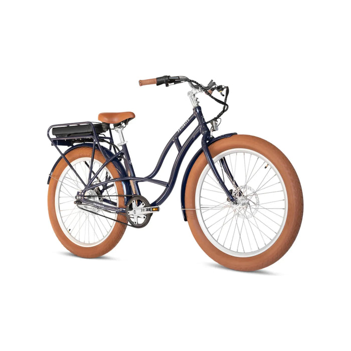 Gloss Indigo Priority Bicycles E-Coast step-over electric bike. 