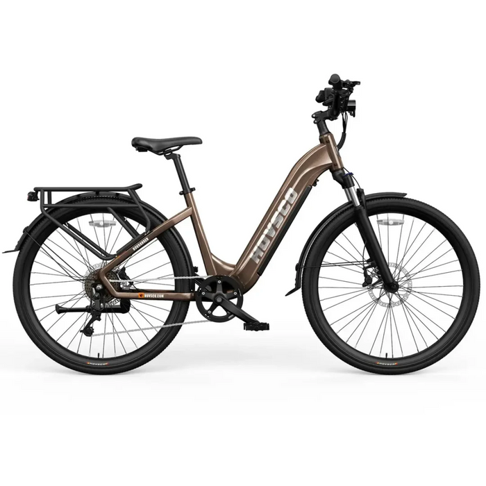 Product image of bronze HOVSCO HovRanger 27.5" Step-Thru Electric Bike right side view.